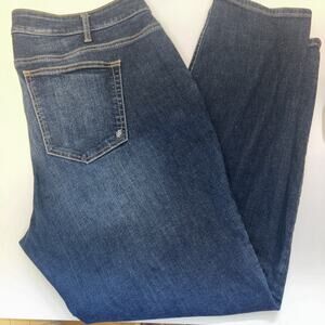 Silver Jeans Women’s Plus Sz 22 L29 Mid Rise Embroidered‎ Blue Denim Skinny Dark